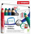 CRAYON  WHITEBOARD STABILO MARKER DRY POCHETTE 4 ASS + TAILLE CRAYON