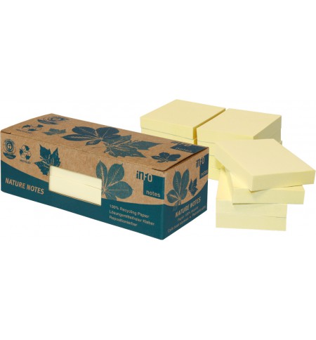 BLOC TYPE POST IT 40X50mm RECYCLE JAUNE - PAQUET DE 12