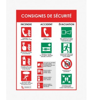 PANNEAU AFFICHAGE CONSIGNES DE SECURITE