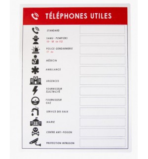 PANNEAU AFFICHAGE TELEPHONES UTILES