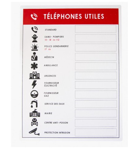 PANNEAU AFFICHAGE TELEPHONES UTILES