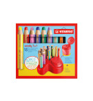 SET 15 STABILO WOODY 3 EN 1 + 1 TAILLE-CRAYON + 1 SUPPORT RANGEMENT