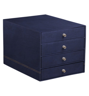 TRIEUR 4 TIROIRS SIMILI CUIR RHODIARAMA BLEU NUIT