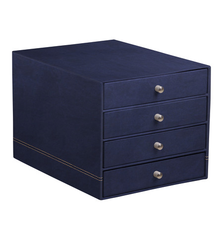 TRIEUR 4 TIROIRS SIMILI CUIR RHODIARAMA BLEU NUIT