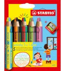 CRAYON WOODY STABILO DUO ETUI DE 5 ASS AVEC TAILLE CRAYON