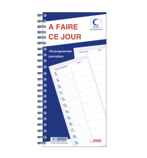 BLOC 120 PROGRAMMES A FAIRE CE JOUR 297X140mm