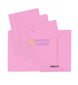 CHEMISES 2 RABATS 235X315mm 240G ROSE AVEC IMPRESSION  - PAQUET DE 25