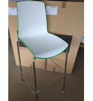 TABOURET NOW 4 PIEDS CHROMES POLYPRO BLANC  PP20/ VERT PP6018