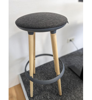 TABOURET CANNIE-PIET FRENE NATUREL-455X455X790 MM-GRAPHITE/GRIS FONCE