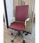 FAUTEUIL GARBO CUIR ROUGE-ACC CUIR ECRU/NOYER