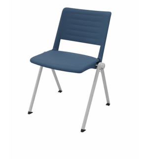 CHAISE RAVE 4 PIEDS OSSATURE GRISE ASS DOS BLEU P01