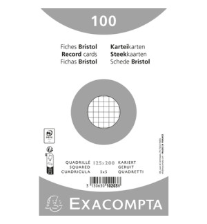 FICHES BRISTOL 125X200 BLANC 5X5 / PAQ 100