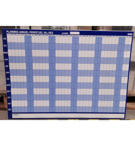 PLANNING ANNUEL PERPETUEL 60x99cm - 14 MOIS (DECEMBRE A JANVIER)