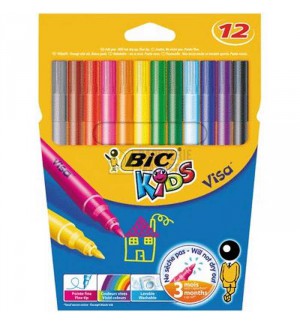 FEUTRES BIC VISA ASSORTIS - POCHETTE DE 12