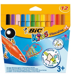 FEUTRES BIC VISACOLOR XL ASSORTIS - POCHETTE DE 12