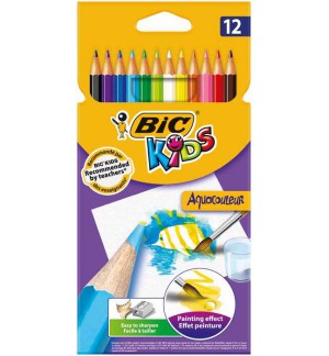 CRAYONS DE COULEUR AQUACOULEUR BIC ASSORTIS - BOITE DE 12