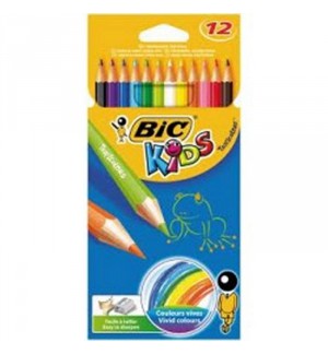 CRAYONS DE COULEUR BIC ASSORTIS TROPICOLORS - POCHETTE DE 12