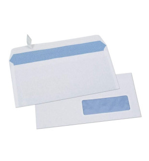 500 ENVELOPPES BLANCHES AUTOADHESIVES 80G DL 110X220mm FENETRE 35x100