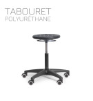 TABOURET POLYURETHANE NOIR REGLABLE PRC - VM - ROULETTES 