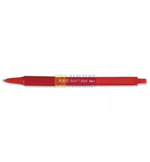 STYLO BILLE BIC SOFT FEEL CLIC GRIP  RETRACTABLE ROUGE