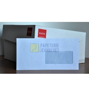 50 ENVELOPPES BLANCHES 110X220mm FENETRE 45 80G AUTOADHESIVES