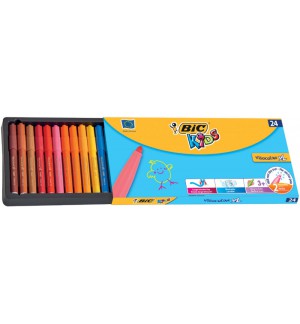 BIC ETUI TIROIR DE 24 FEUTRES DE COLORIAGE KIDS VISACOLOR XL POINTE LARGE