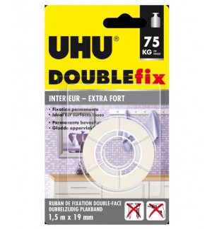 RUBAN DOUBLE FIX UHU EXTRA FORT 1.5M X 19MM