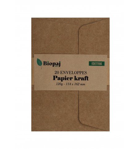 PAQUET 20 ENVELOPPES 114X162mm KRAFT 120G