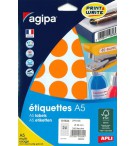 ETIQUETTES AUTOCOLLANTES DIAM 30mm ORANGE - PAQUET DE 240