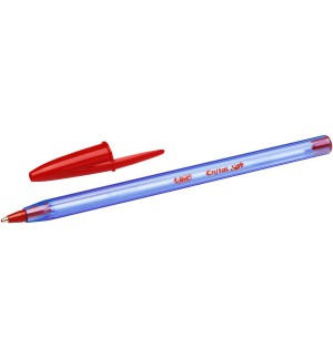 STYLO BIC CRISTAL SOFT HEXAGONAL POINTE 1.2mm ROUGE