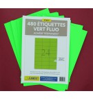 ETIQUETTES LASER VERT FLUO 70X37mm-PAQUET DE 480/3389-FV10