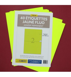 40 ETIQUETTES JAUNE FLUO 210X148,5MM SUR PLANCHE A4