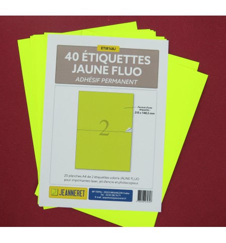 ETIQUETTES LASER JAUNE FLUO 210X148mm-BOITE DE 40/3670-FJ6