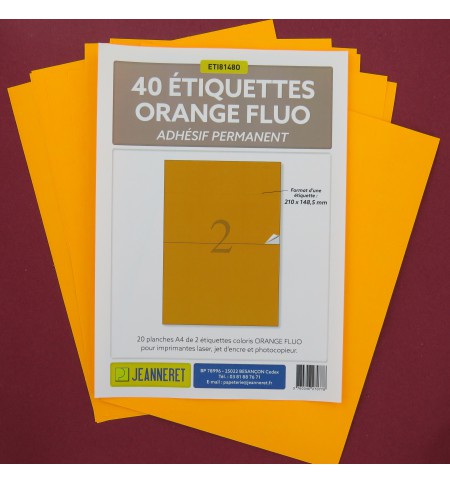 ETIQUETTES LASER ORANGE FLUO 210X148mm-BOITE DE 40/4035-FO6