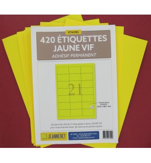 420 ETIQUETTES JAUNES 63,5X38,1MM SUR PLANCHE A4