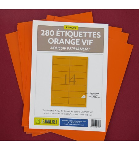 ETIQUETTES LASER ORANGE 99X38.1/SACHET 280