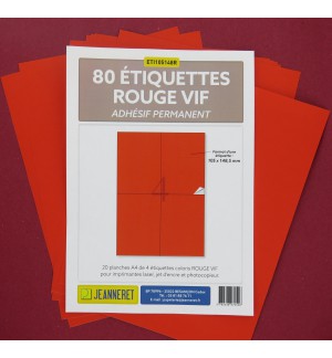 80 ETIQUETTES ROUGES 105X148,5MM SUR PLANCHE A4