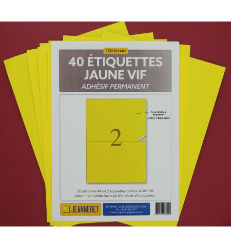 ETIQUETTES LASER JAUNE 210X148/SACHET 40