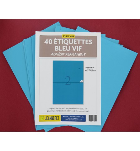 ETIQUETTES LASER BLEU 210X148/SACHET 40